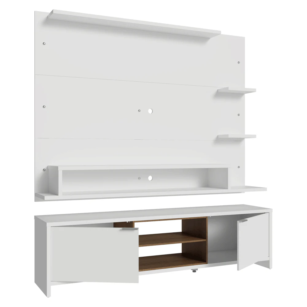 Rack con Panel para TV hasta 60 Pulgadas 180 cm Blanco/Marrón Metz Madesa - Image 8
