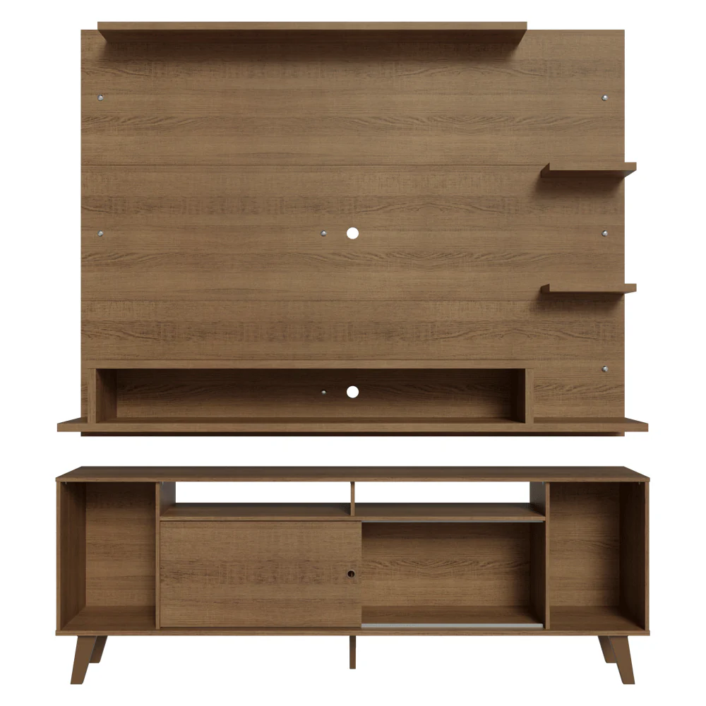 Rack con Panel para TV hasta 60 Pulgadas 180 cm con Patas Marrón Cancun Madesa - Image 10