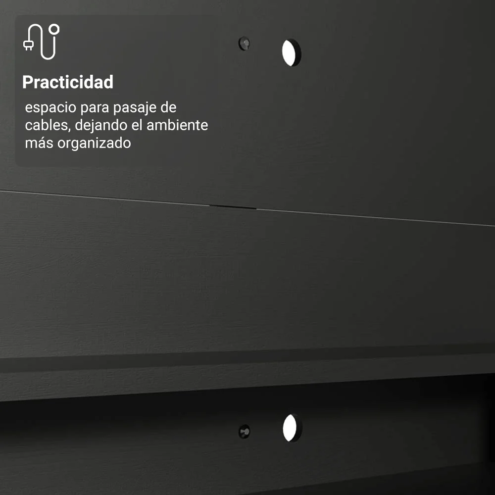 Rack con Panel para TV hasta 60 Pulgadas 180 cm Negro Cancun Madesa - Image 6