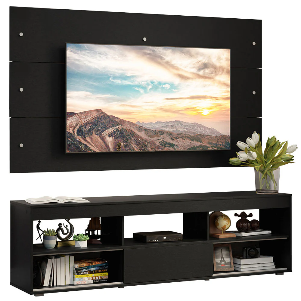 Rack con Panel para TV hasta 65 Pulgadas Negro Orlando Madesa - Image 3
