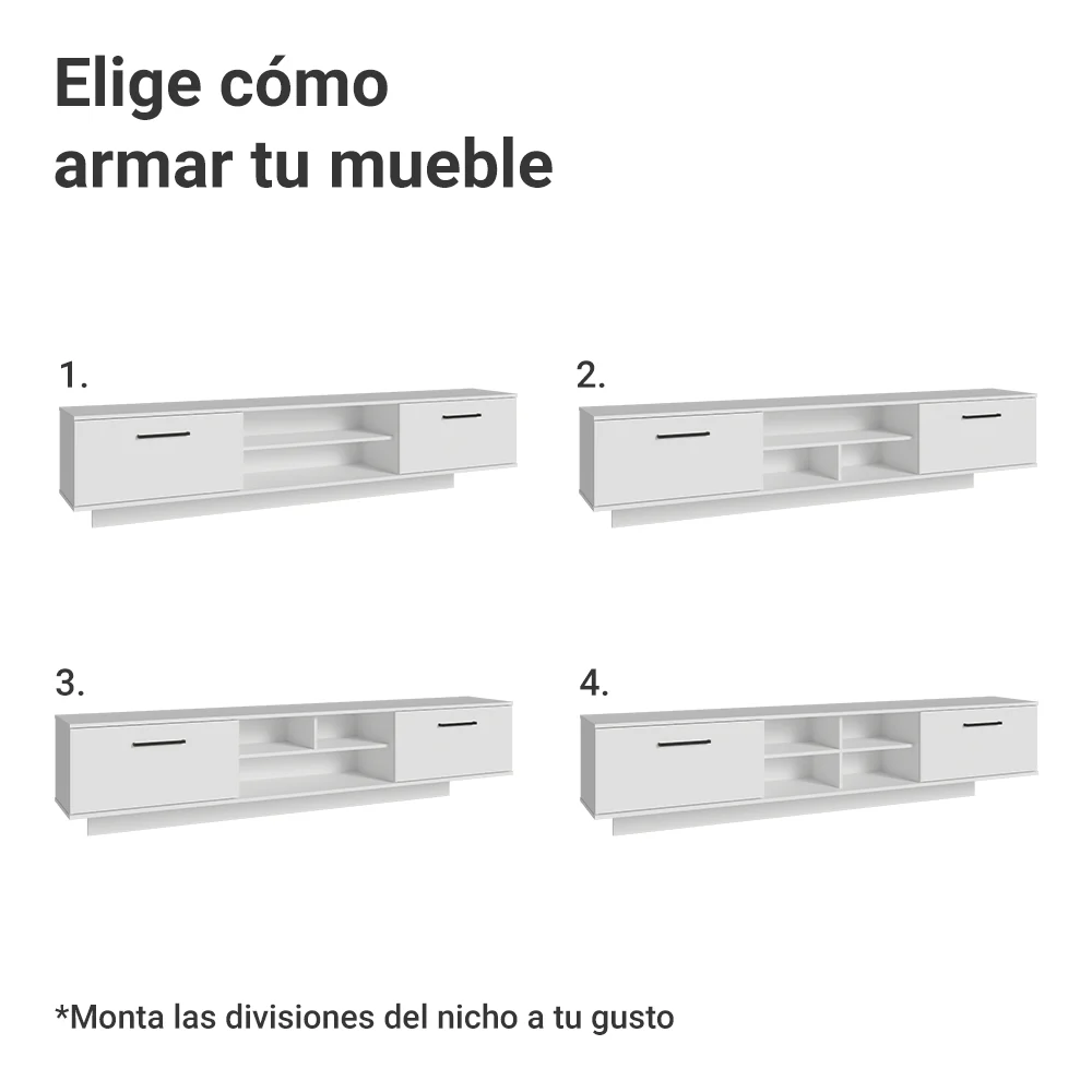 Rack Flotante para TV hasta 80 Pulgadas 218 cm 2 Puertas Blanco Agata Madesa - Image 6