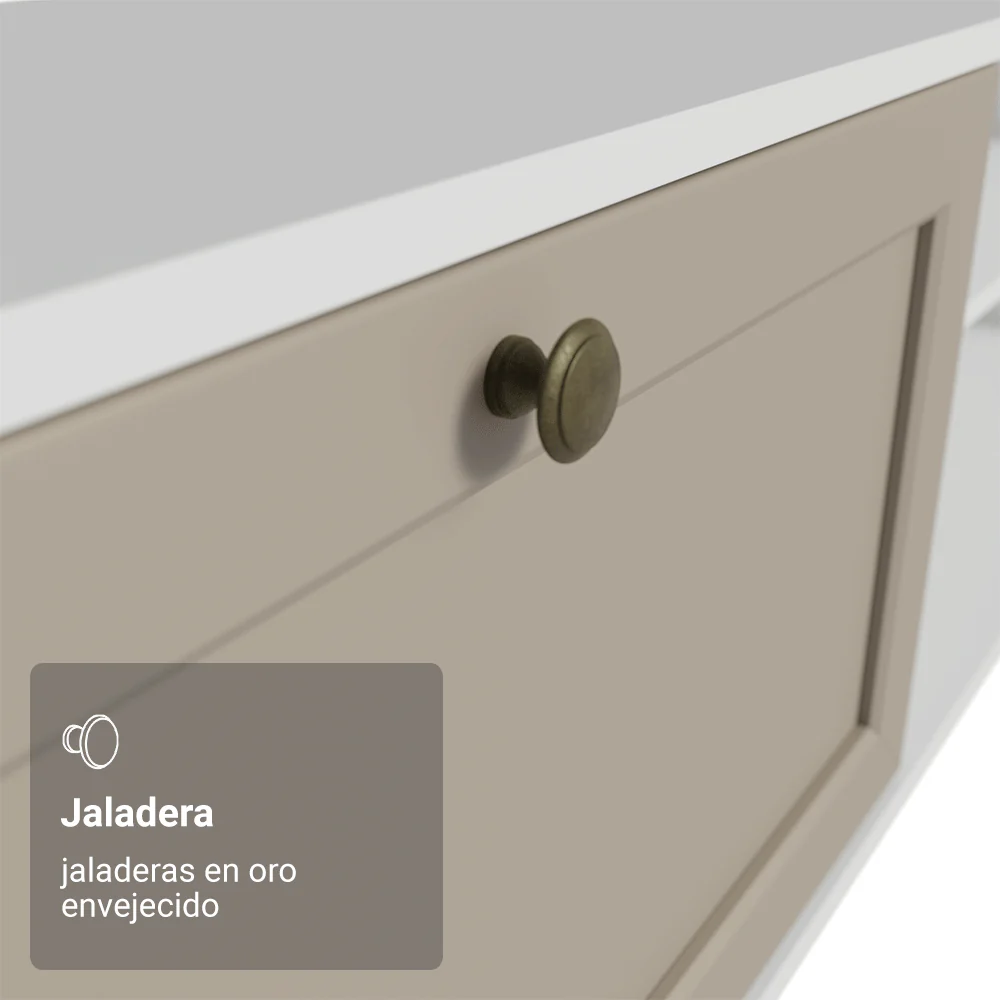 Rack Flotante para TV hasta 80 Pulgadas 218 cm 2 Puertas Blanco/Crema Vik Madesa - Image 5