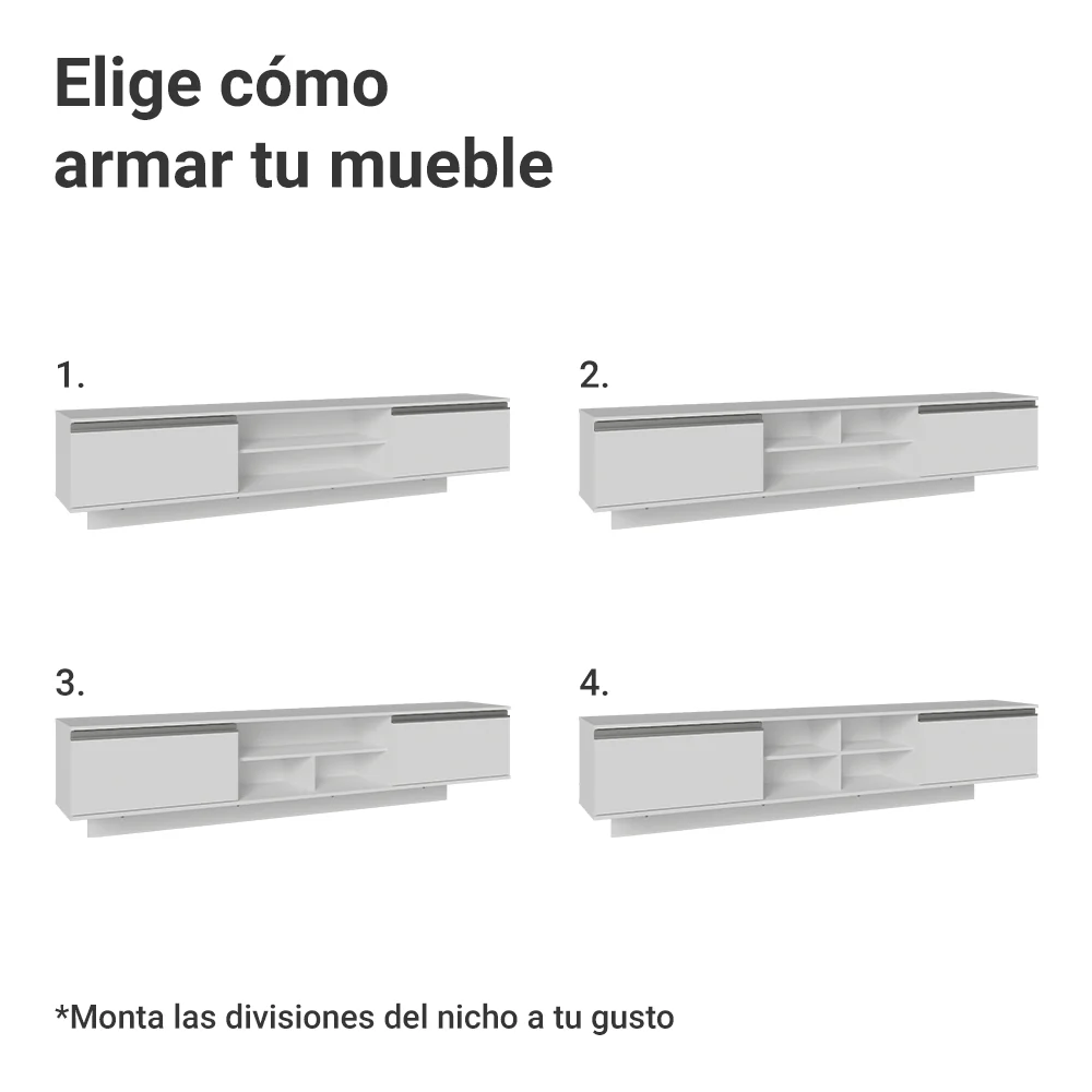 Rack Flotante para TV hasta 80 Pulgadas 218 cm 2 Puertas Blanco Glamy Madesa - Image 6