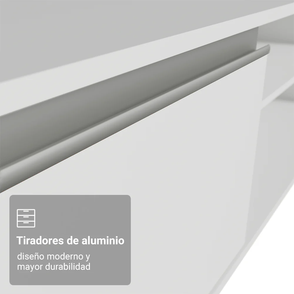 Rack Flotante para TV hasta 80 Pulgadas 218 cm 2 Puertas Blanco Glamy Madesa - Image 7