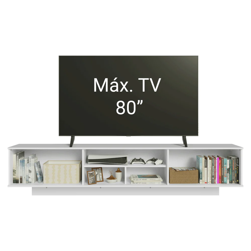 Rack Flotante para TV hasta 80 Pulgadas 218 cm 2 Puertas Blanco/Gris Agata Madesa - Image 5
