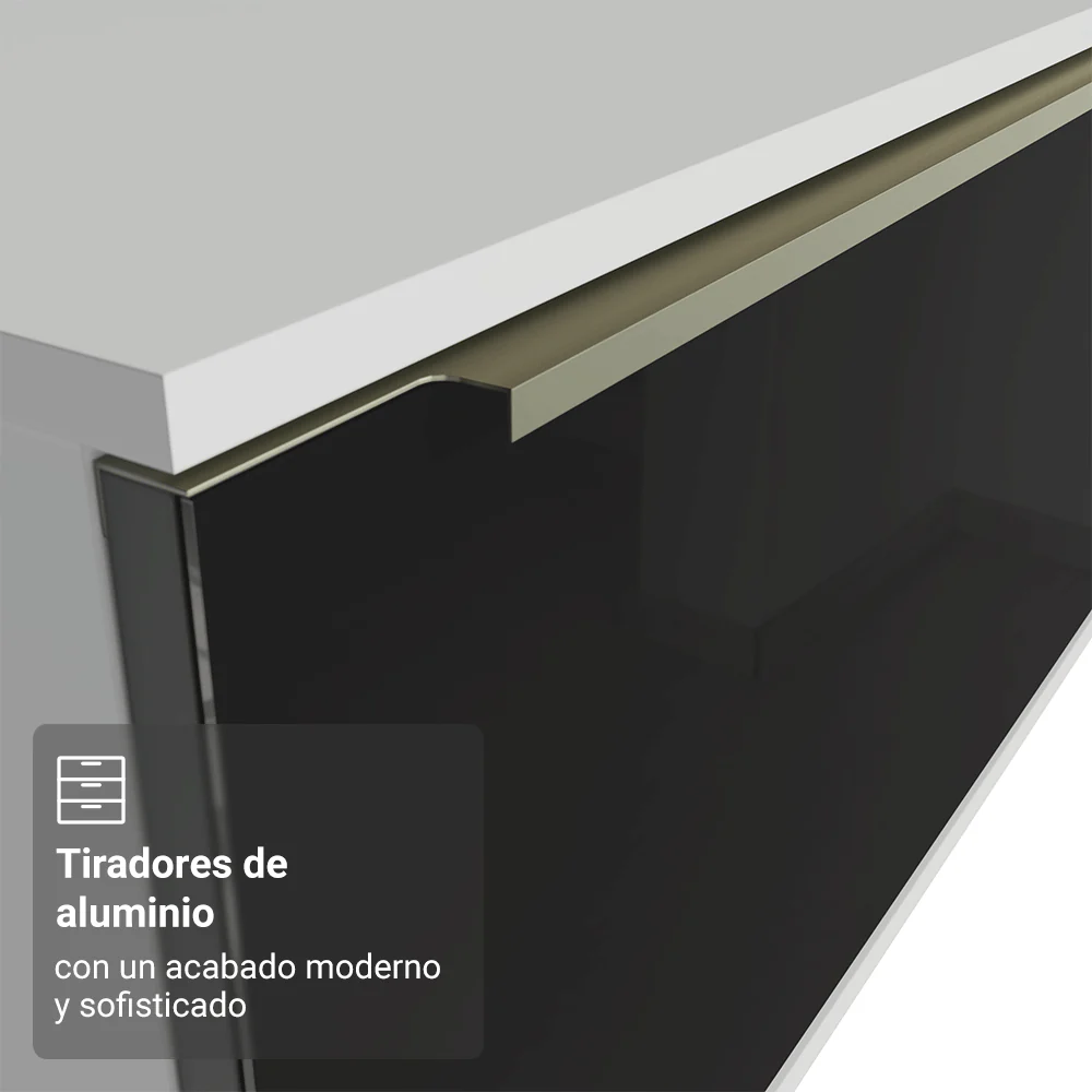 Rack Flotante para TV hasta 80 Pulgadas 218 cm 2 Puertas Blanco/Negro Lux Madesa - Image 7
