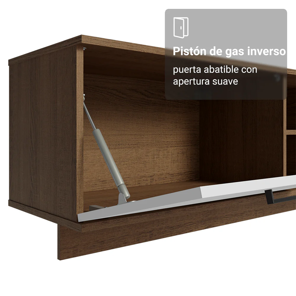 Rack Flotante para TV hasta 80 Pulgadas 218 cm 2 Puertas Marrón/Blanco Agata Madesa - Image 8