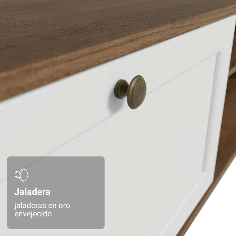 Rack Flotante para TV hasta 80 Pulgadas 218 cm 2 Puertas Marrón/Blanco Vik Madesa - Image 5