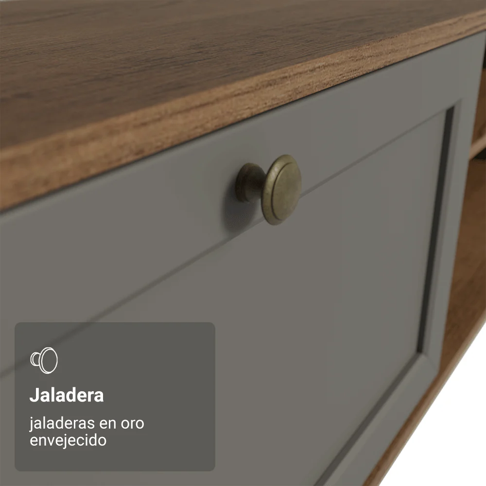 Rack Flotante para TV hasta 80 Pulgadas 218 cm 2 Puertas Marrón/Gris Vik Madesa - Image 5