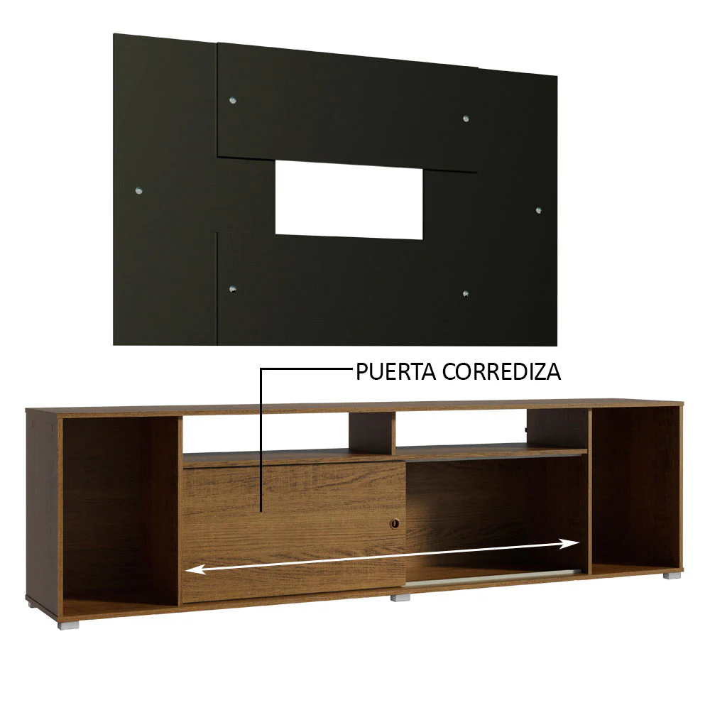 Rack Madesa Cancun con Panel para TV hasta 58 Pulgadas Marrón/Negro - Image 6
