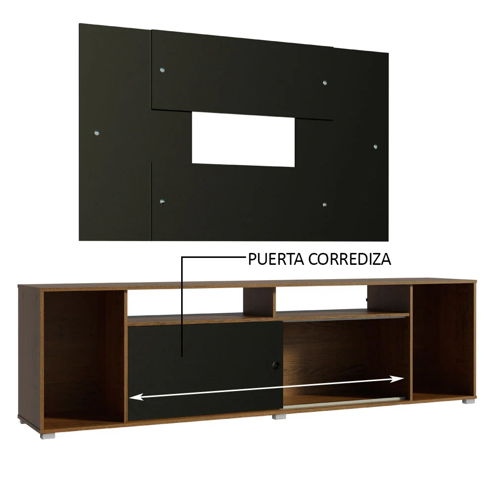 Rack Madesa Cancun con Panel para TV hasta 58 Pulgadas Marrón/Negro - Image 6