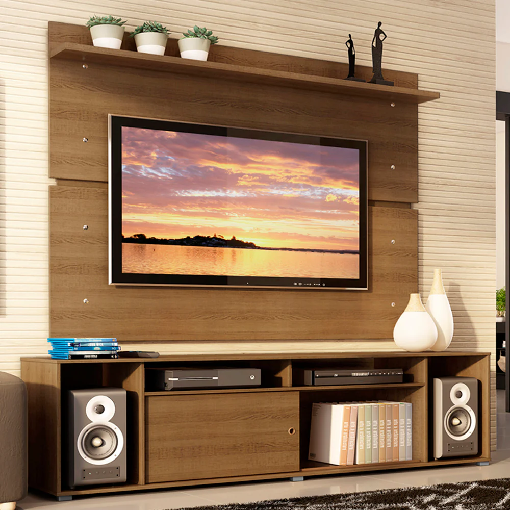 Rack Madesa Cancun con Panel para TV hasta 65 Pulgadas Marrón