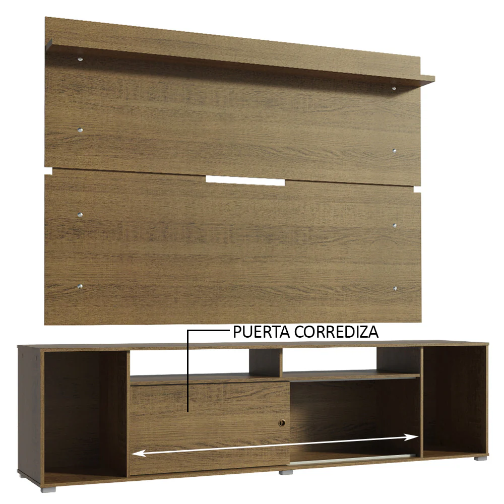 Rack Madesa Cancun con Panel para TV hasta 65 Pulgadas Marrón - Image 6