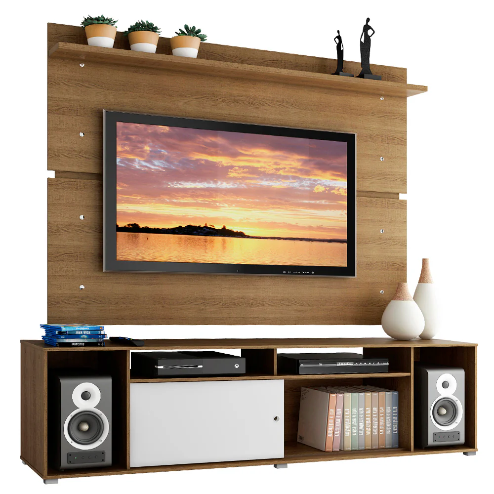 Rack Madesa Cancun con Panel para TV hasta 65 Pulgadas Marrón/Blanco - Image 3