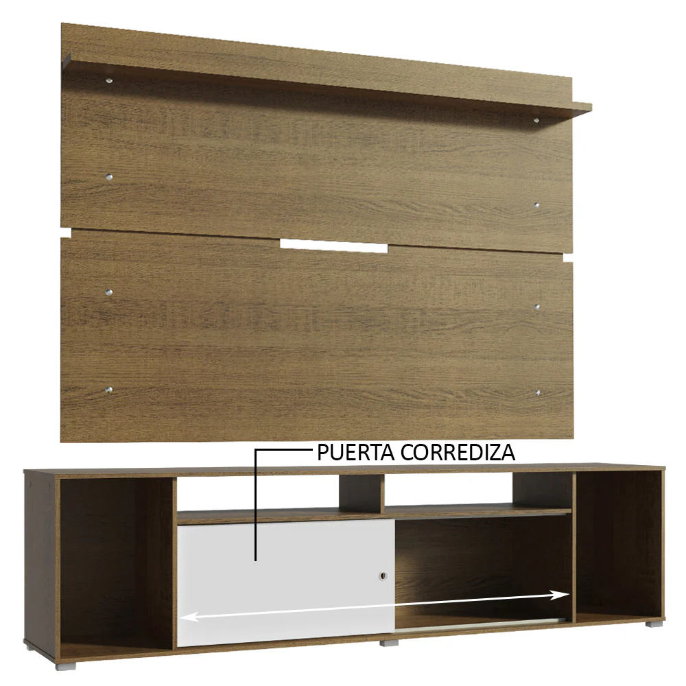 Rack Madesa Cancun con Panel para TV hasta 65 Pulgadas Marrón/Blanco - Image 6