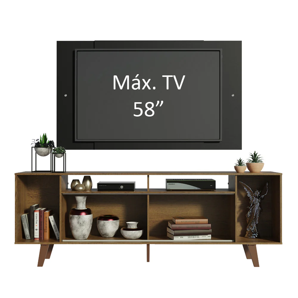Rack Madesa Cancun con Patas y Panel para TV hasta 58 Pulgadas Marrón/Negro - Image 5