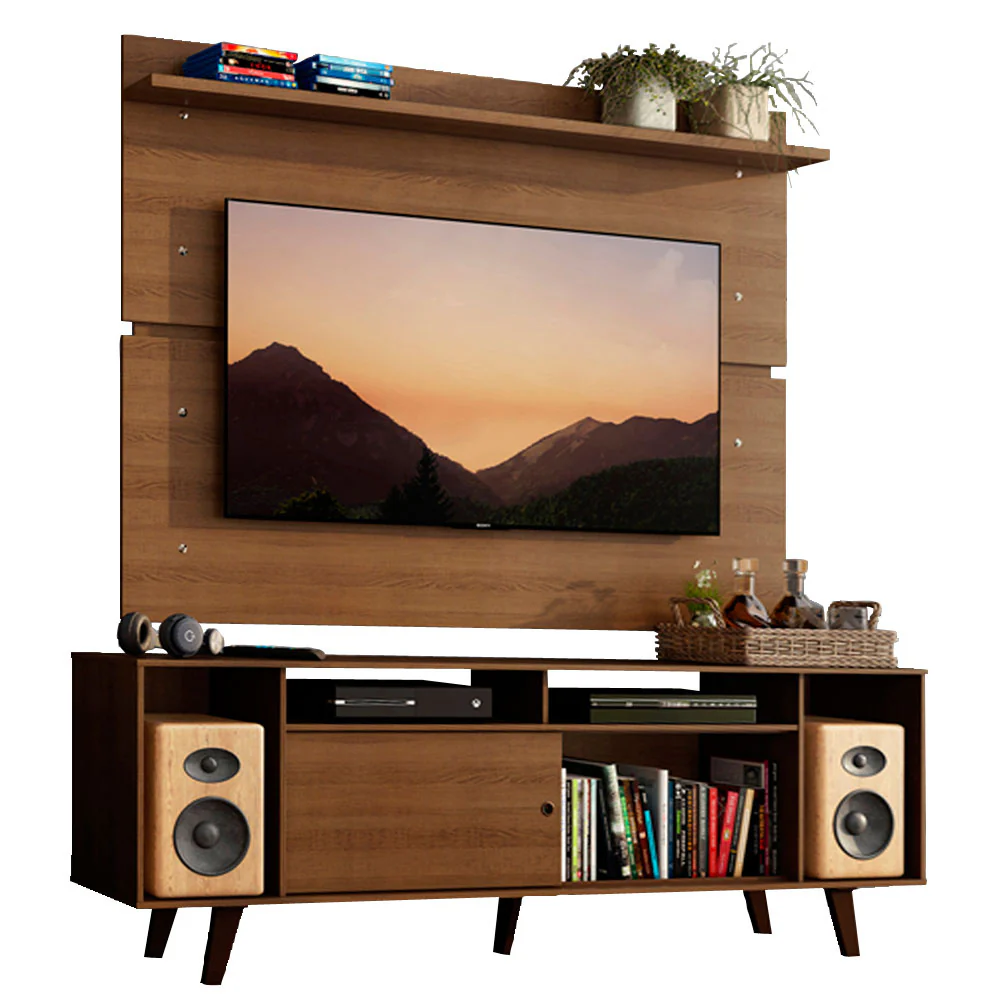 Rack Madesa Cancun con Patas y Panel para TV hasta 65 Pulgadas Marrón - Image 3