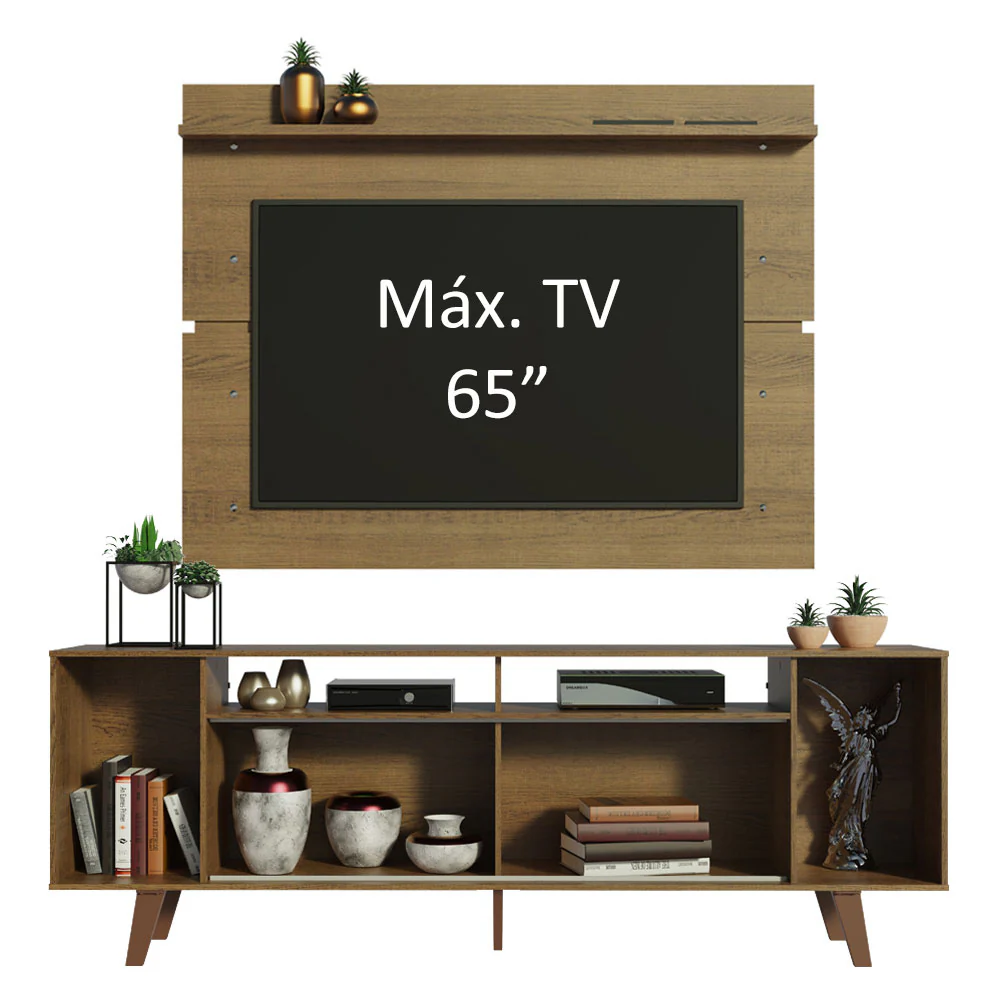 Rack Madesa Cancun con Patas y Panel para TV hasta 65 Pulgadas Marrón - Image 5