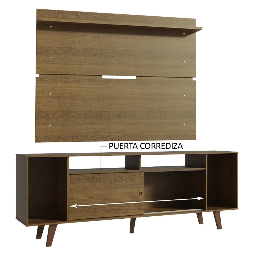 Rack Madesa Cancun con Patas y Panel para TV hasta 65 Pulgadas Marrón - Image 6