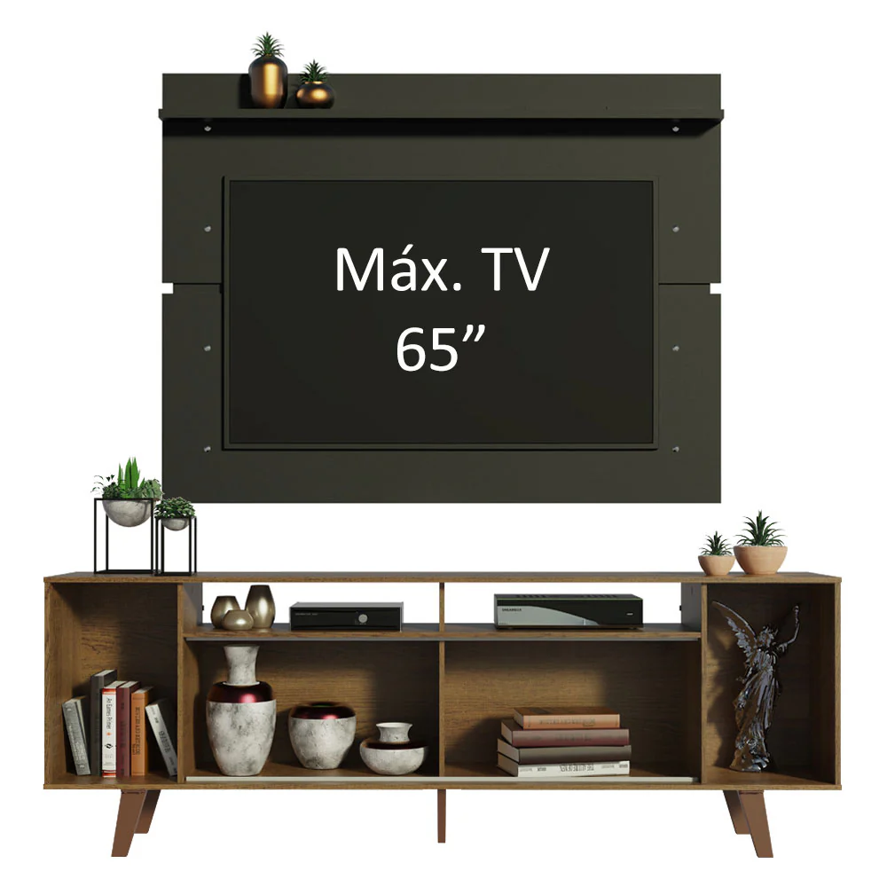 Rack Madesa Cancun con Patas y Panel para TV hasta 65 Pulgadas Marrón/Negro - Image 5