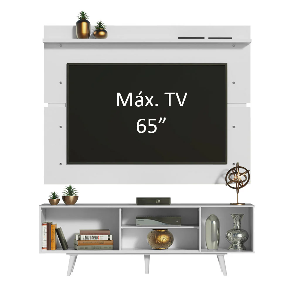Rack Madesa Dubai con Panel para TV hasta 65 Pulgadas con Patas Blanco - Image 5