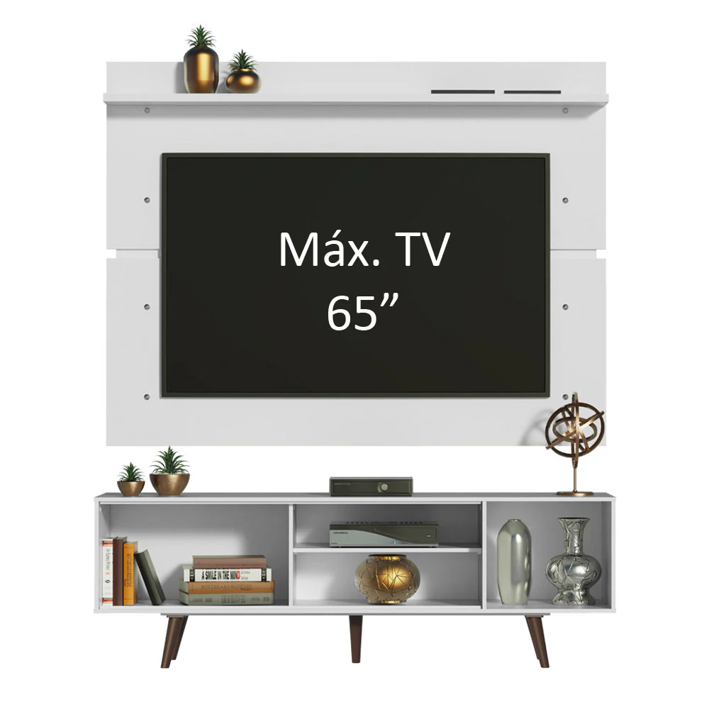 Rack Madesa Dubai con Panel para TV hasta 65 Pulgadas con Patas Blanco/Marrón - Image 5