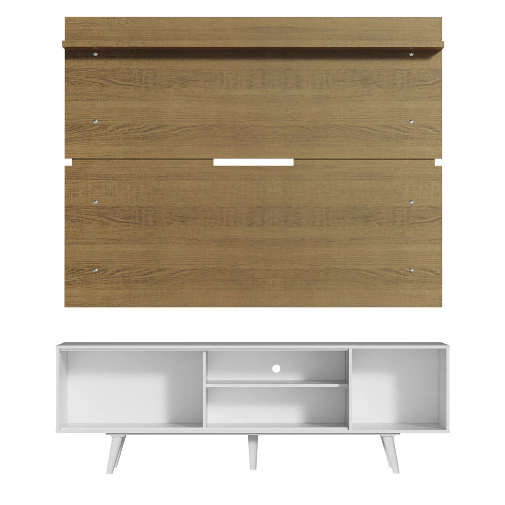 Rack Madesa Dubai con Panel para TV hasta 65 Pulgadas con Patas Blanco/Marrón - Image 7