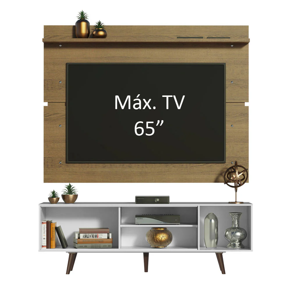 Rack Madesa Dubai con Panel para TV hasta 65 Pulgadas con Patas Blanco/Marrón - Image 5
