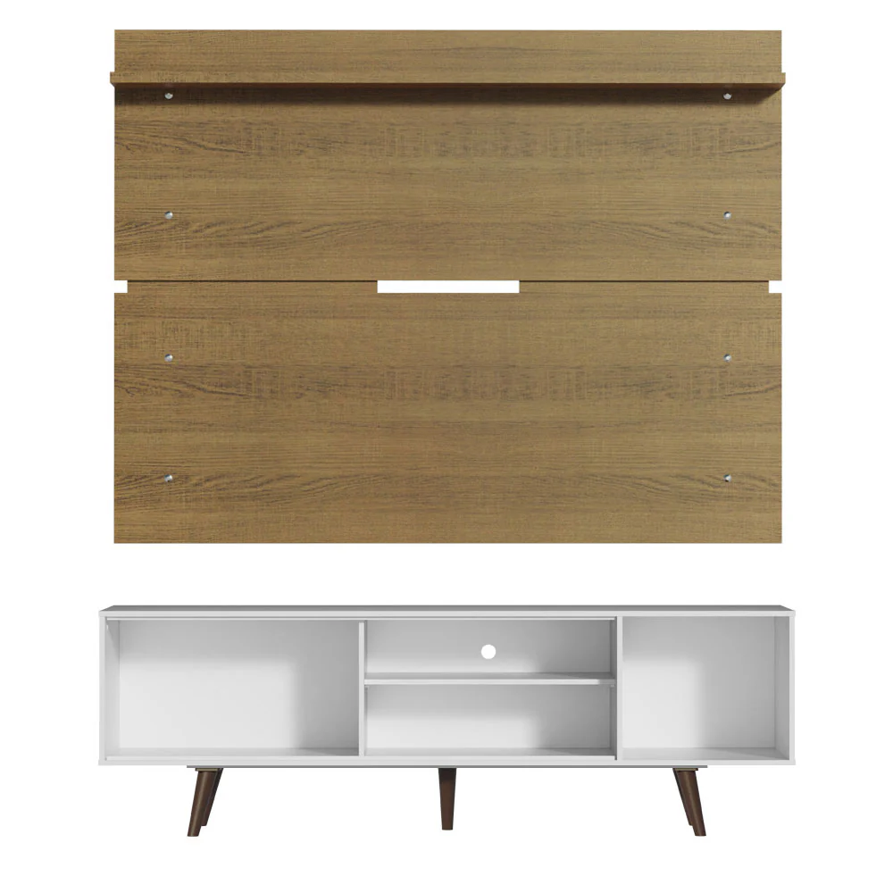 Rack Madesa Dubai con Panel para TV hasta 65 Pulgadas con Patas Blanco/Marrón - Image 7