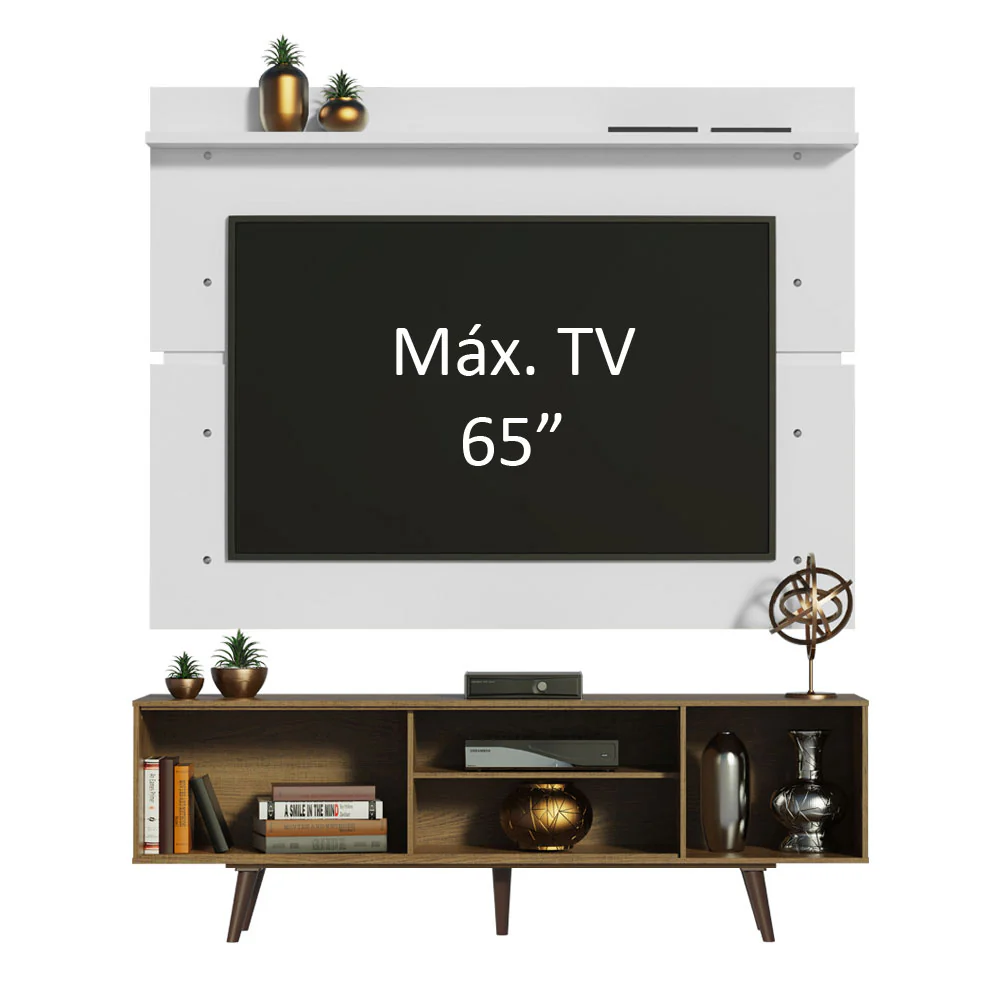 Rack Madesa Dubai con Panel para TV hasta 65 Pulgadas con Patas Marrón/Blanco - Image 5