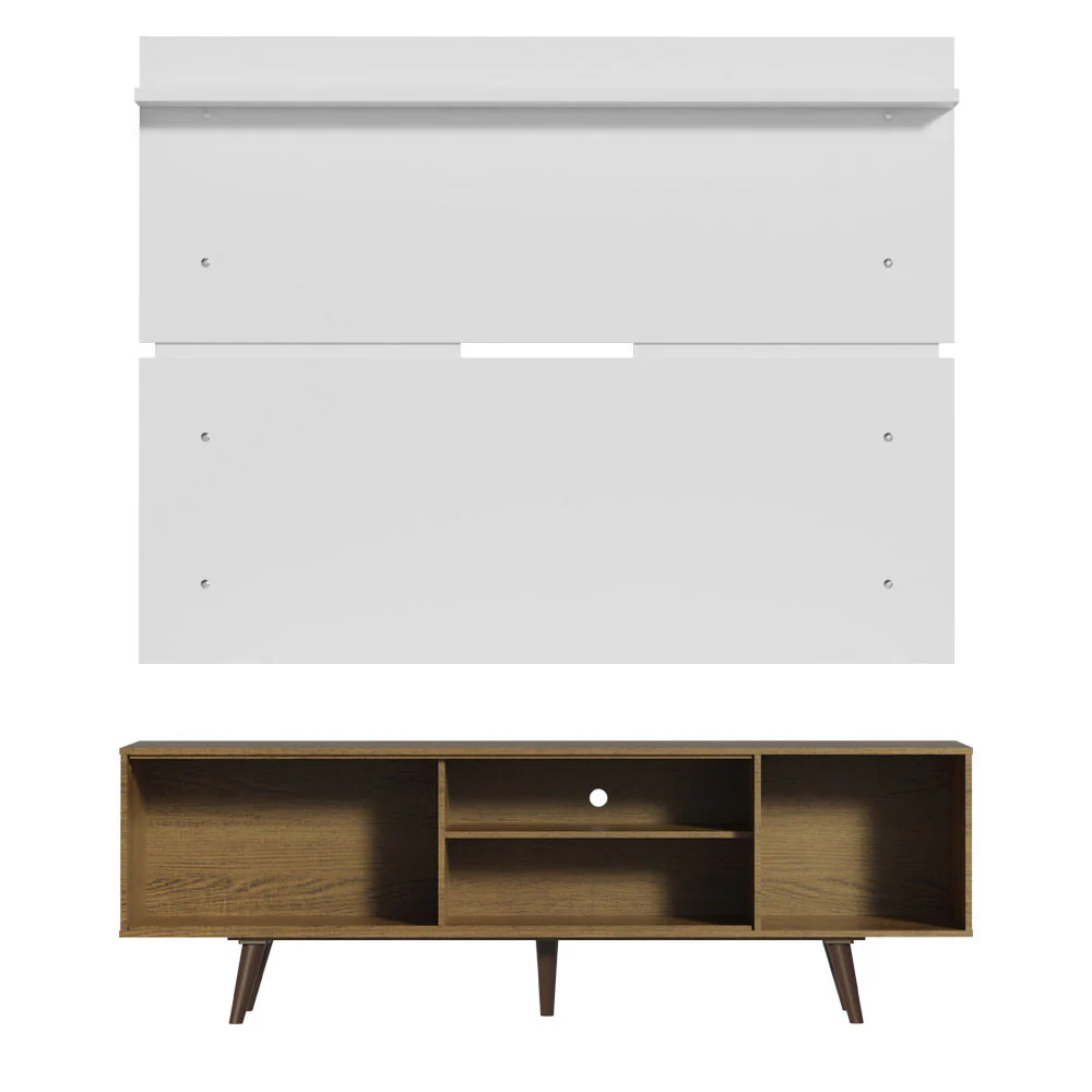 Rack Madesa Dubai con Panel para TV hasta 65 Pulgadas con Patas Marrón/Blanco - Image 7