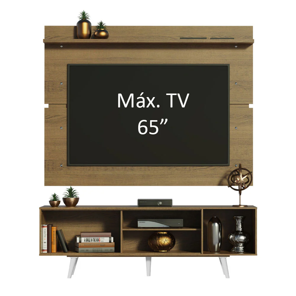 Rack Madesa Dubai con Panel para TV hasta 65 Pulgadas con Patas Marrón/Blanco - Image 5