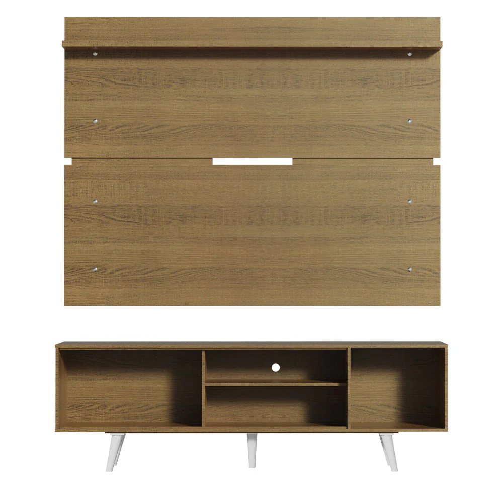 Rack Madesa Dubai con Panel para TV hasta 65 Pulgadas con Patas Marrón/Blanco - Image 7