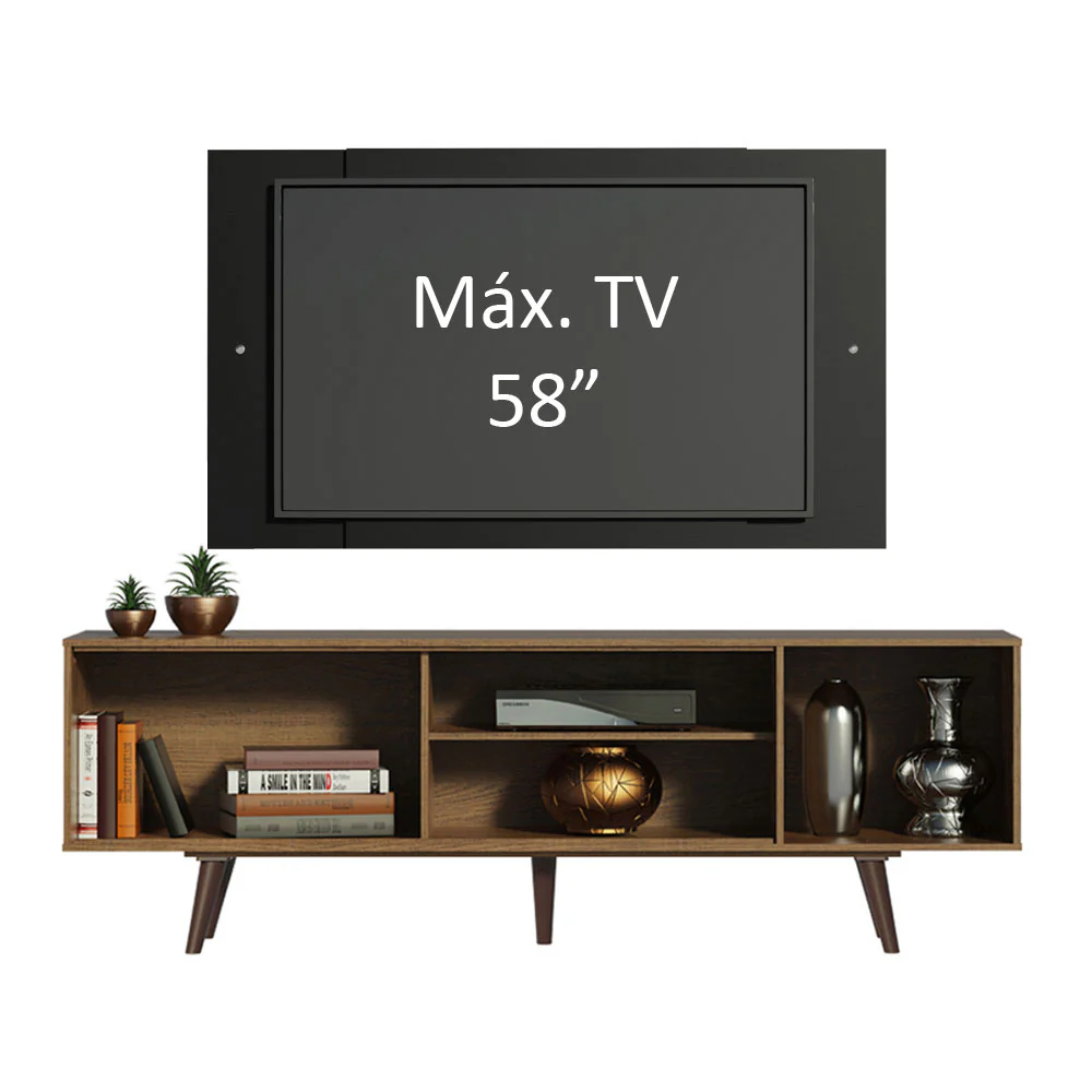 Rack Madesa Dubai con Patas y Panel para TV hasta 58 Pulgadas Marrón/Negro - Image 5