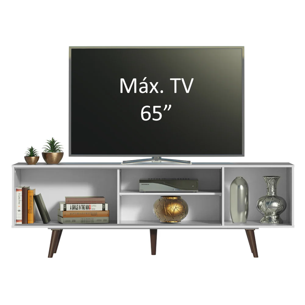 Rack Madesa Dubai para TV hasta 65 Pulgadas con Patas Blanco/Marrón 9B5Z - Image 5