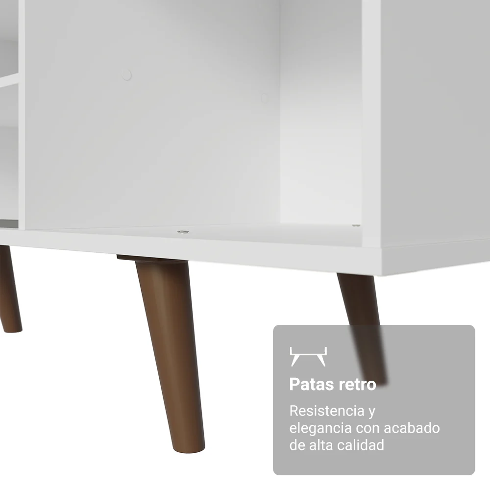 Rack Madesa Dubai para TV hasta 65 Pulgadas con Patas Blanco/Marrón 9B5Z - Image 6