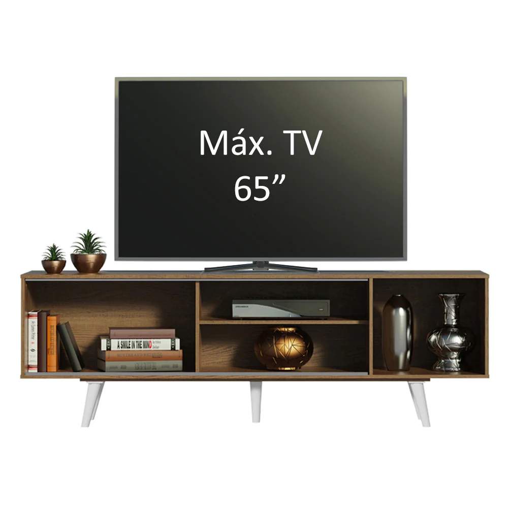 Rack Madesa Dubai para TV hasta 65 Pulgadas con Patas Marrón/Blanco 5Z09 - Image 5