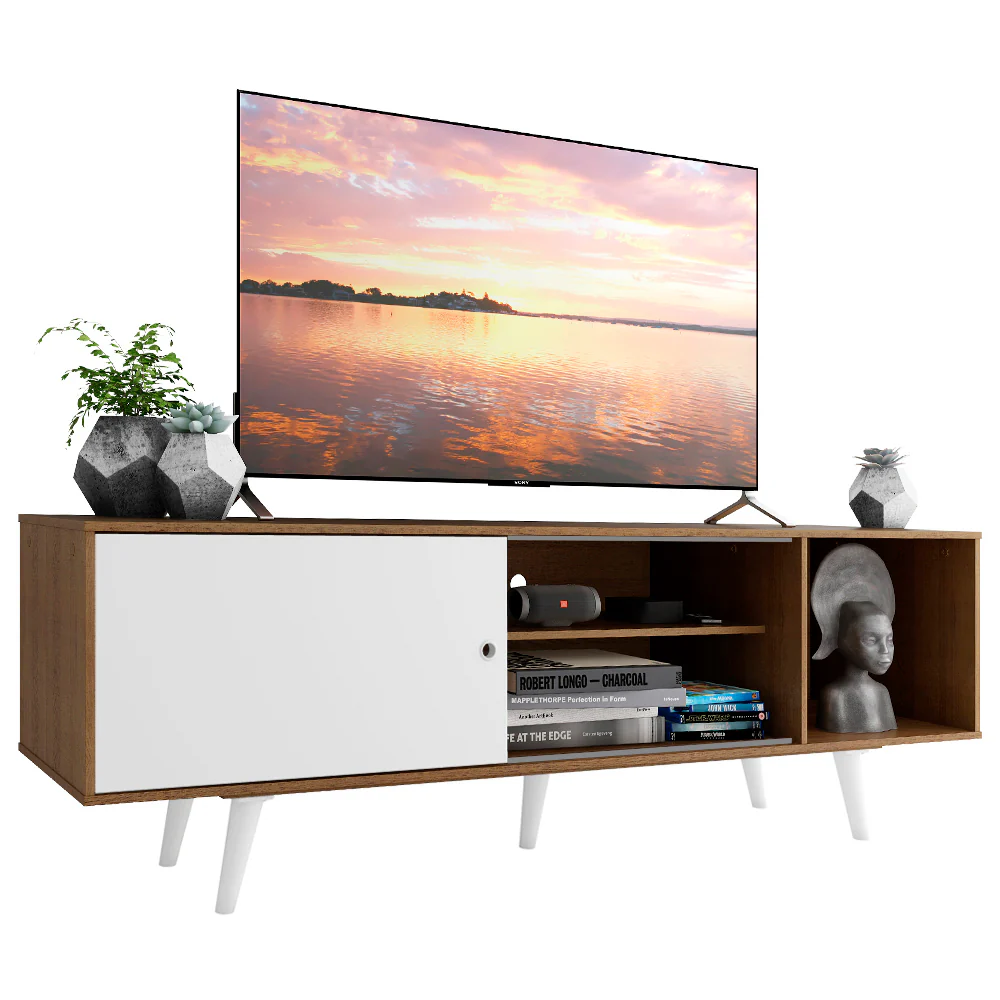 Rack Madesa Dubai para TV hasta 65 Pulgadas con Patas Marrón/Blanco 6E09 - Image 3