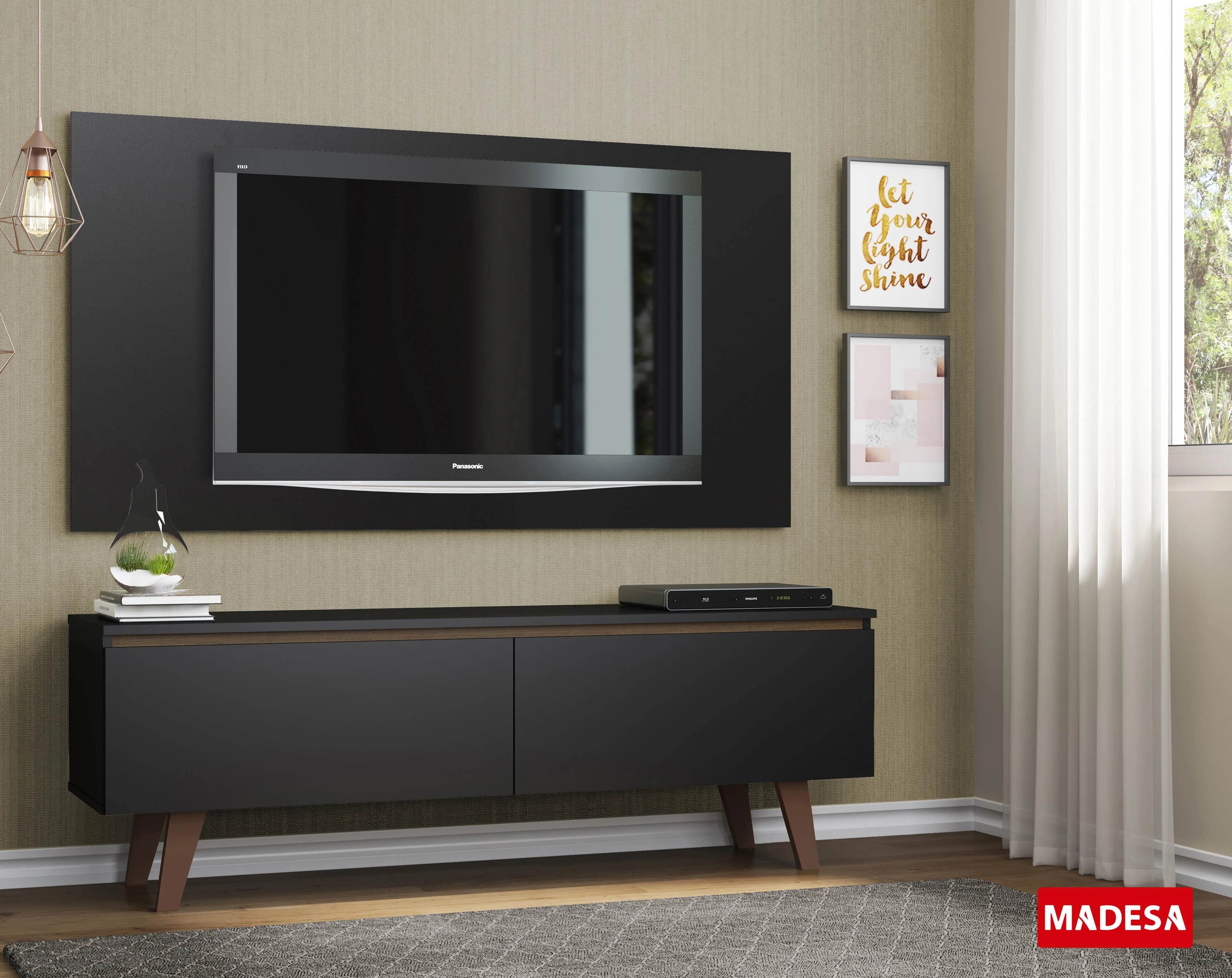 Rack Madesa Le Mans con Panel para TV hasta 55 Pulgadas 2 Puetas Negro - Image 10