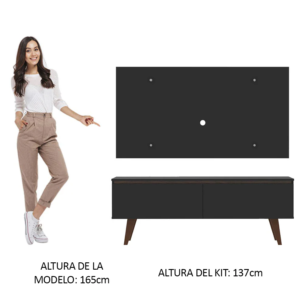 Rack Madesa Le Mans con Panel para TV hasta 55 Pulgadas 2 Puetas Negro - Image 4