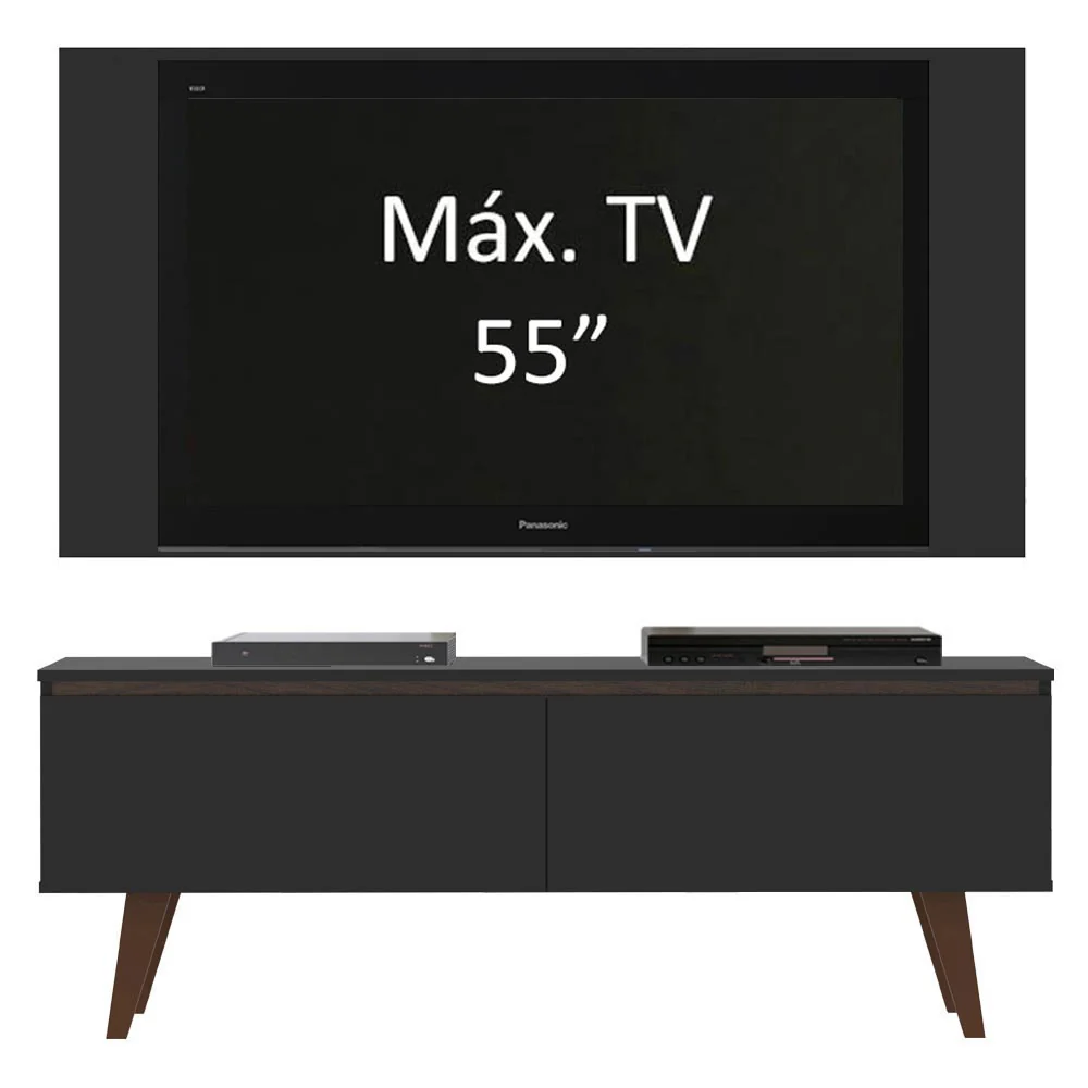 Rack Madesa Le Mans con Panel para TV hasta 55 Pulgadas 2 Puetas Negro - Image 5