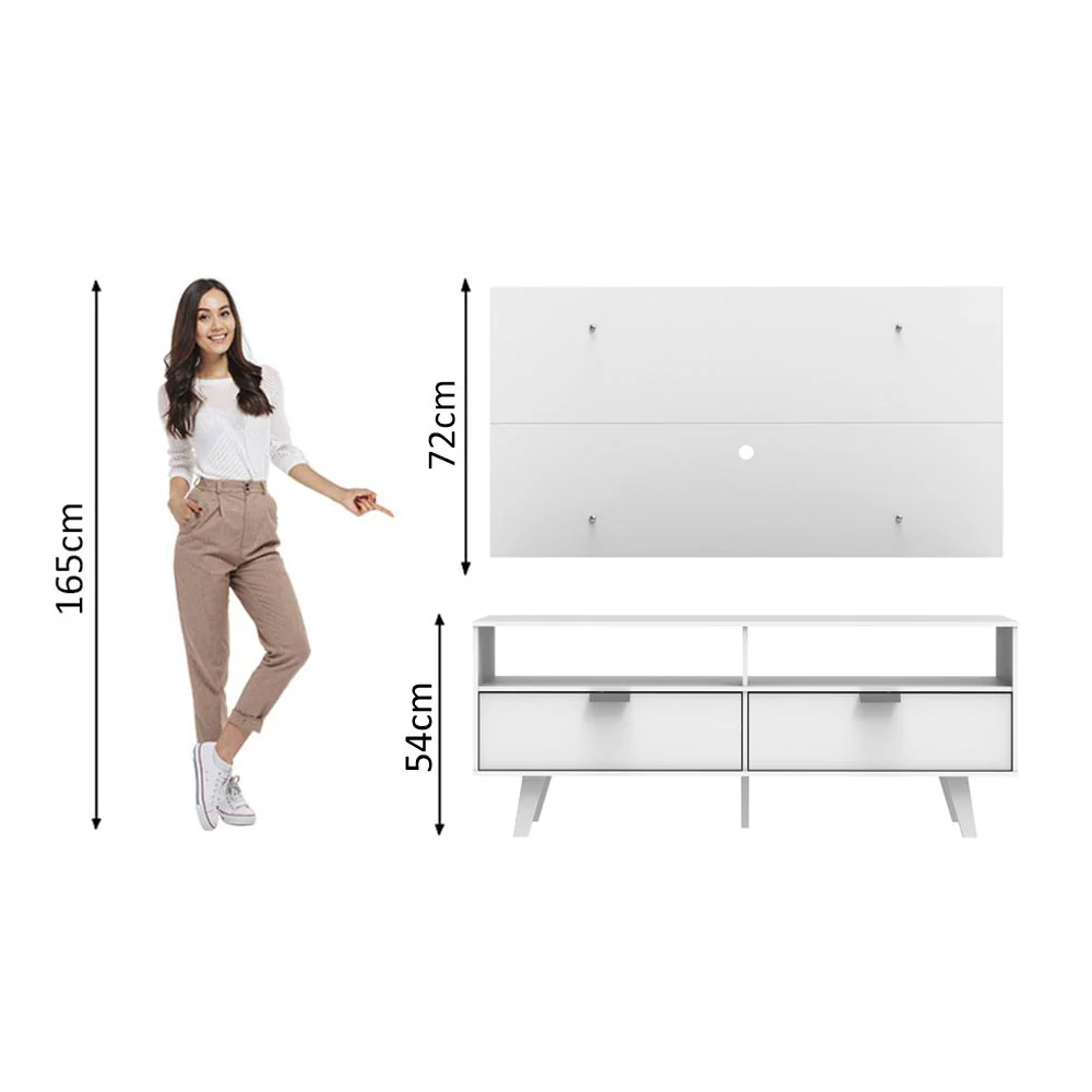 Rack Madesa Oslo con Panel para TV hasta 55 Pulgadas 2 Puetas Blanco - Image 4