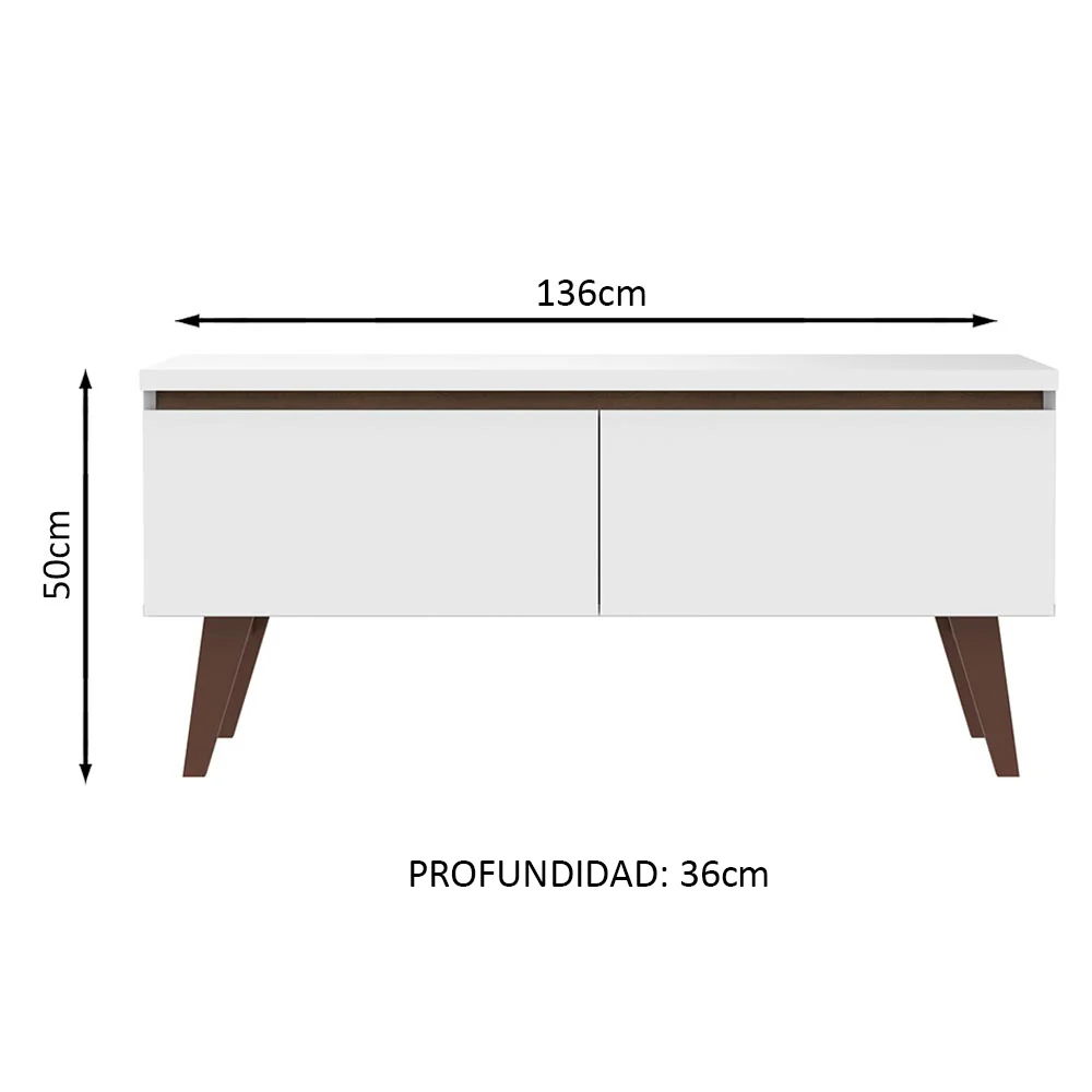 Rack para TV hasta 55 pulgadas 2 Puertas Le Mans Blanco - Image 2