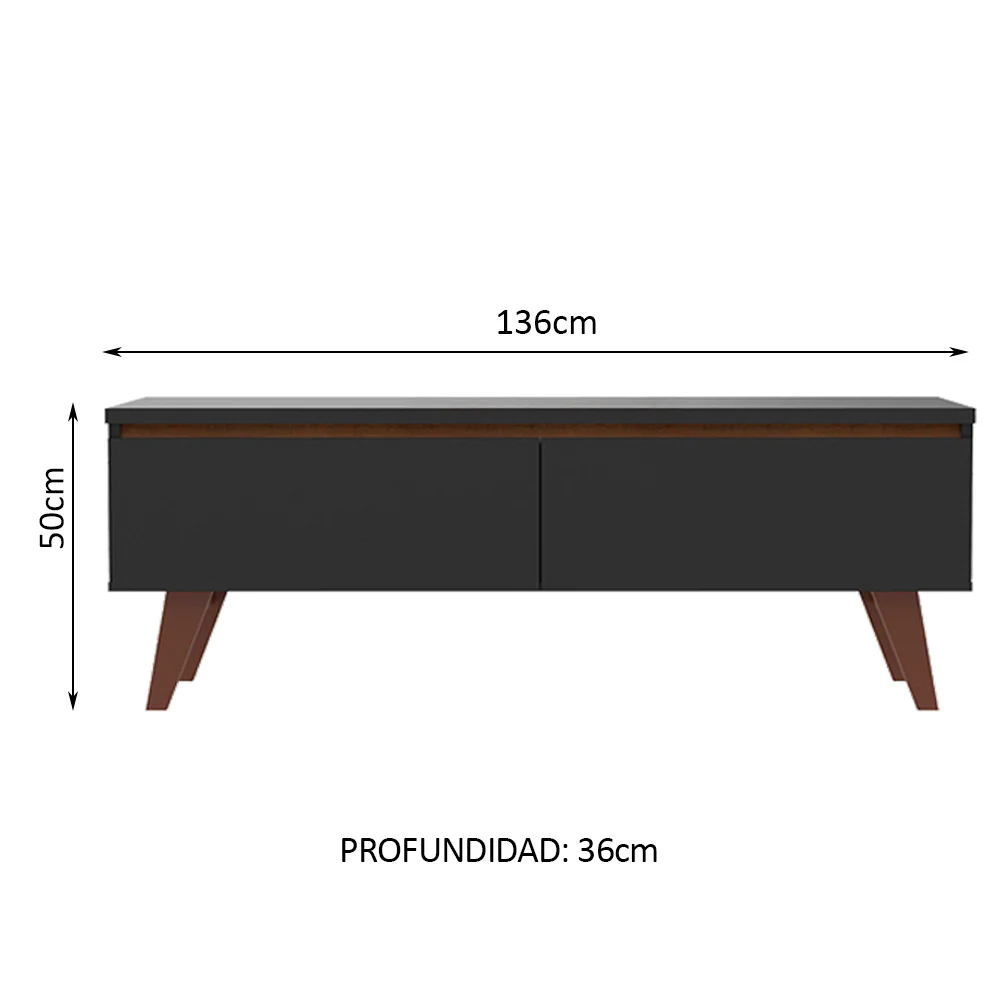 Rack para TV hasta 55 pulgadas 2 Puertas Le Mans Negro - Image 2