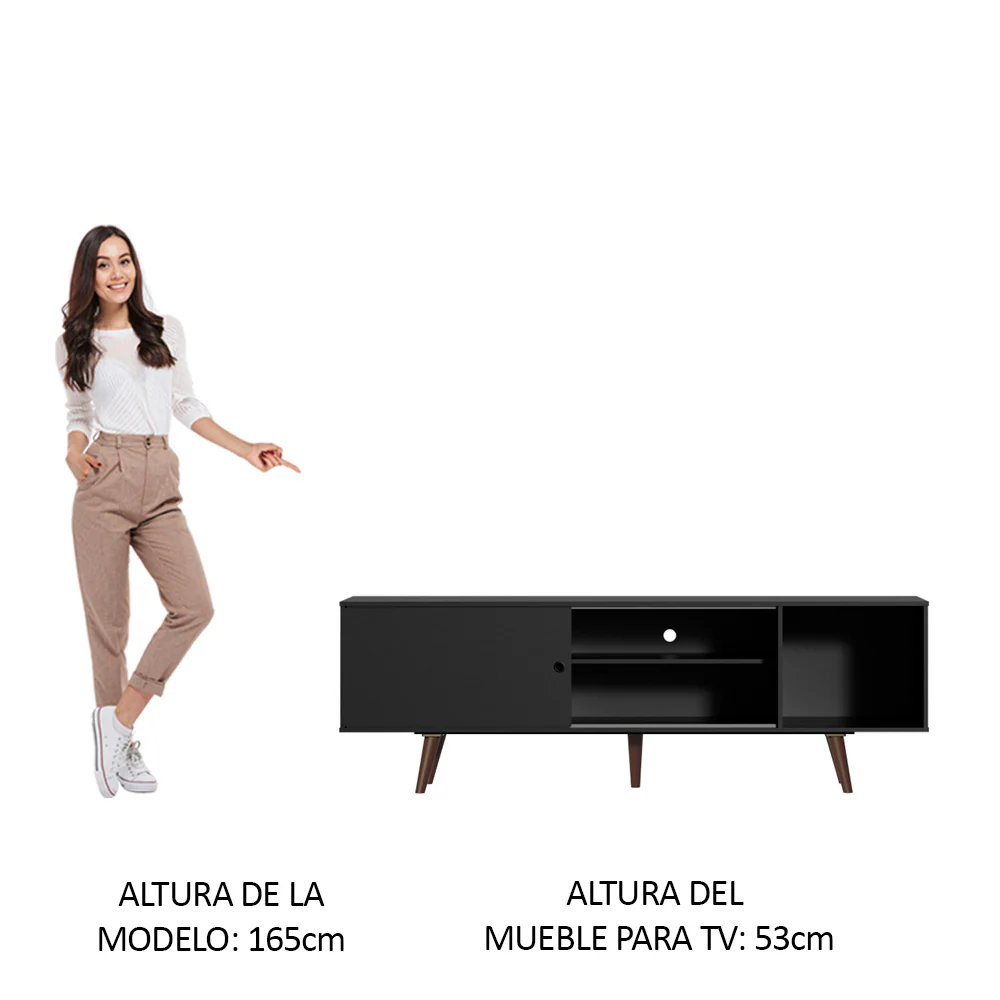 Rack para TV hasta 65 pulgadas con Patas Dubai Negro/Marrón - Image 4