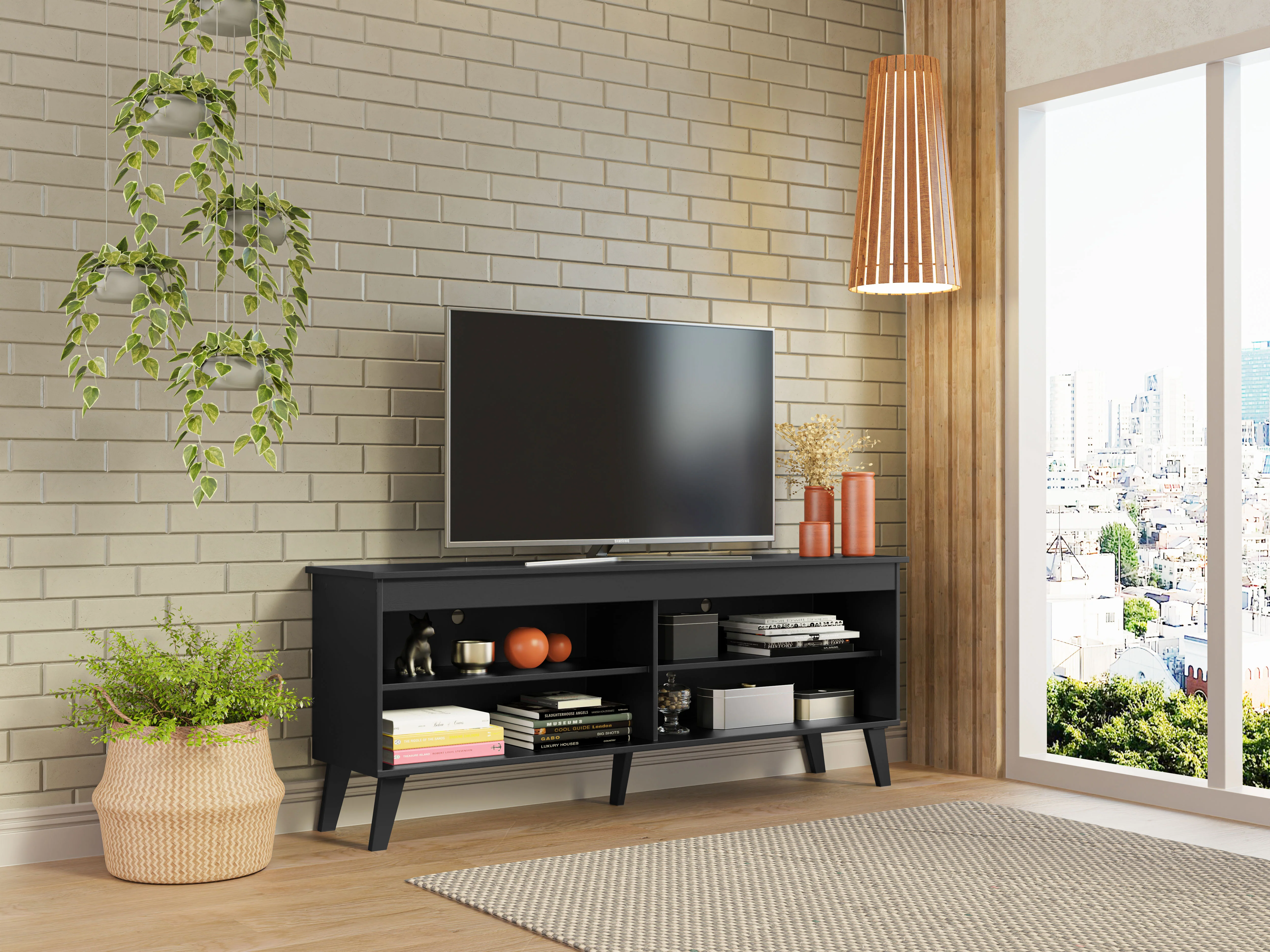 Rack para TV hasta 65 Pulgadas con Patas Negro Turim Madesa - Image 10