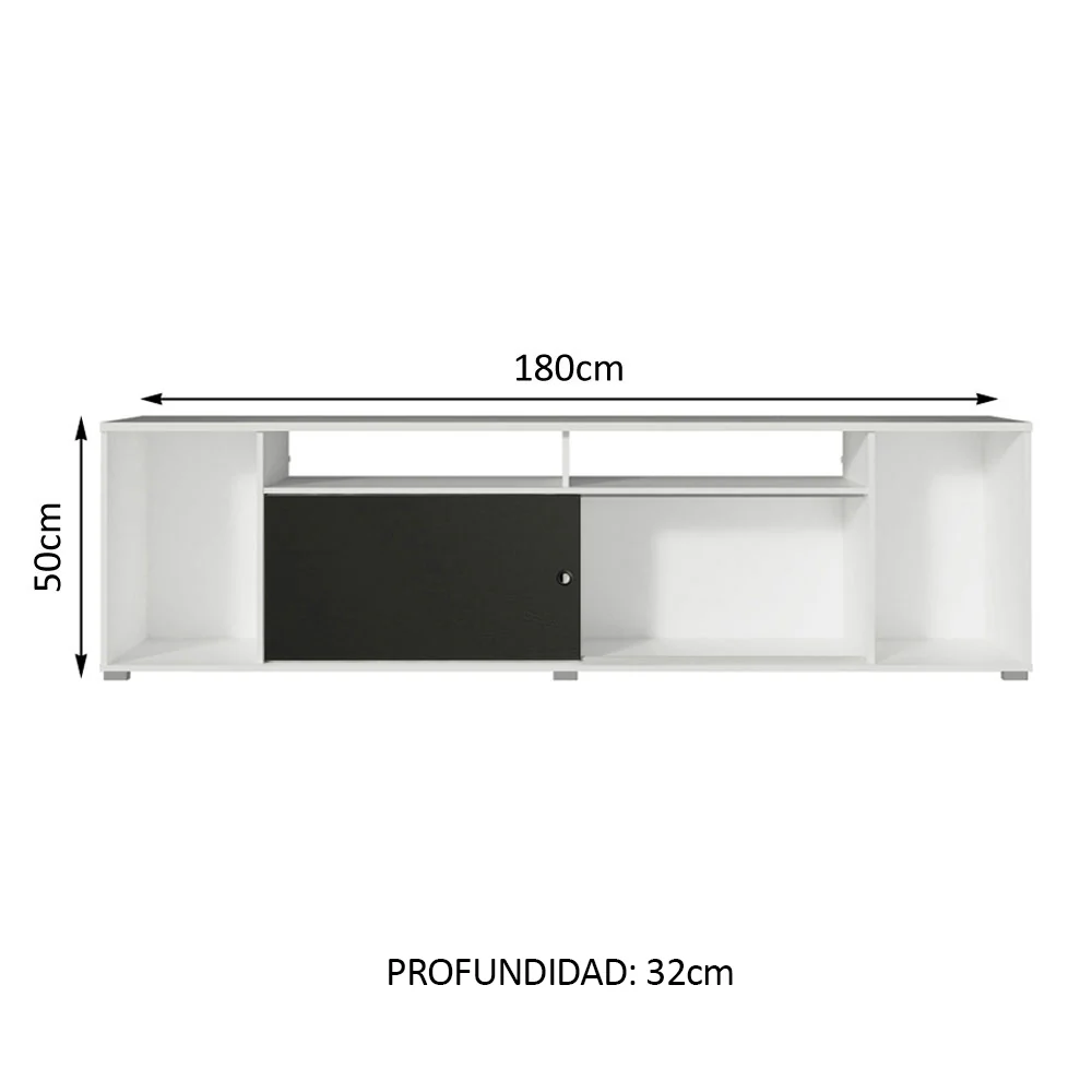 Rack para TV hasta 65 Pulgadas Madesa Cancun Blanco/Negro - Image 2