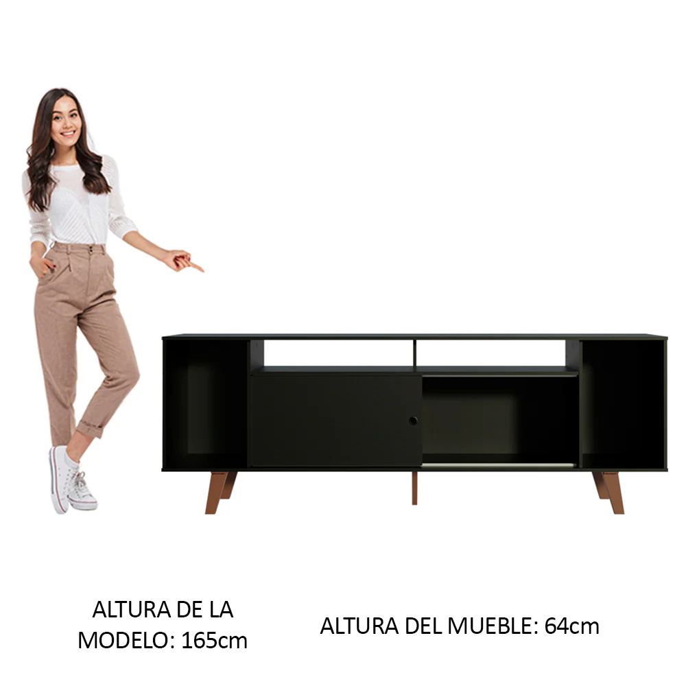 Rack para TV hasta 65 Pulgadas Madesa Cancun con Patas Negro - Image 4