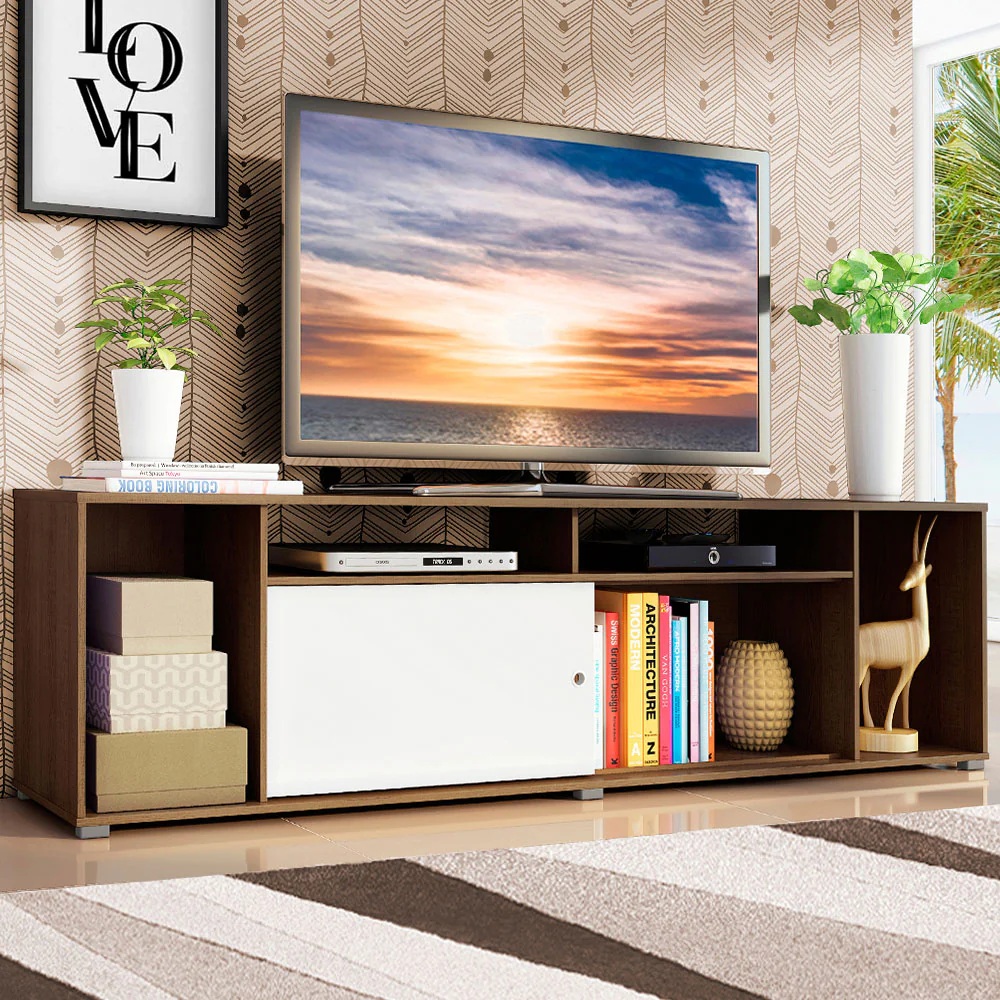 Rack para TV hasta 65 Pulgadas Madesa Cancun Marrón/Blanco