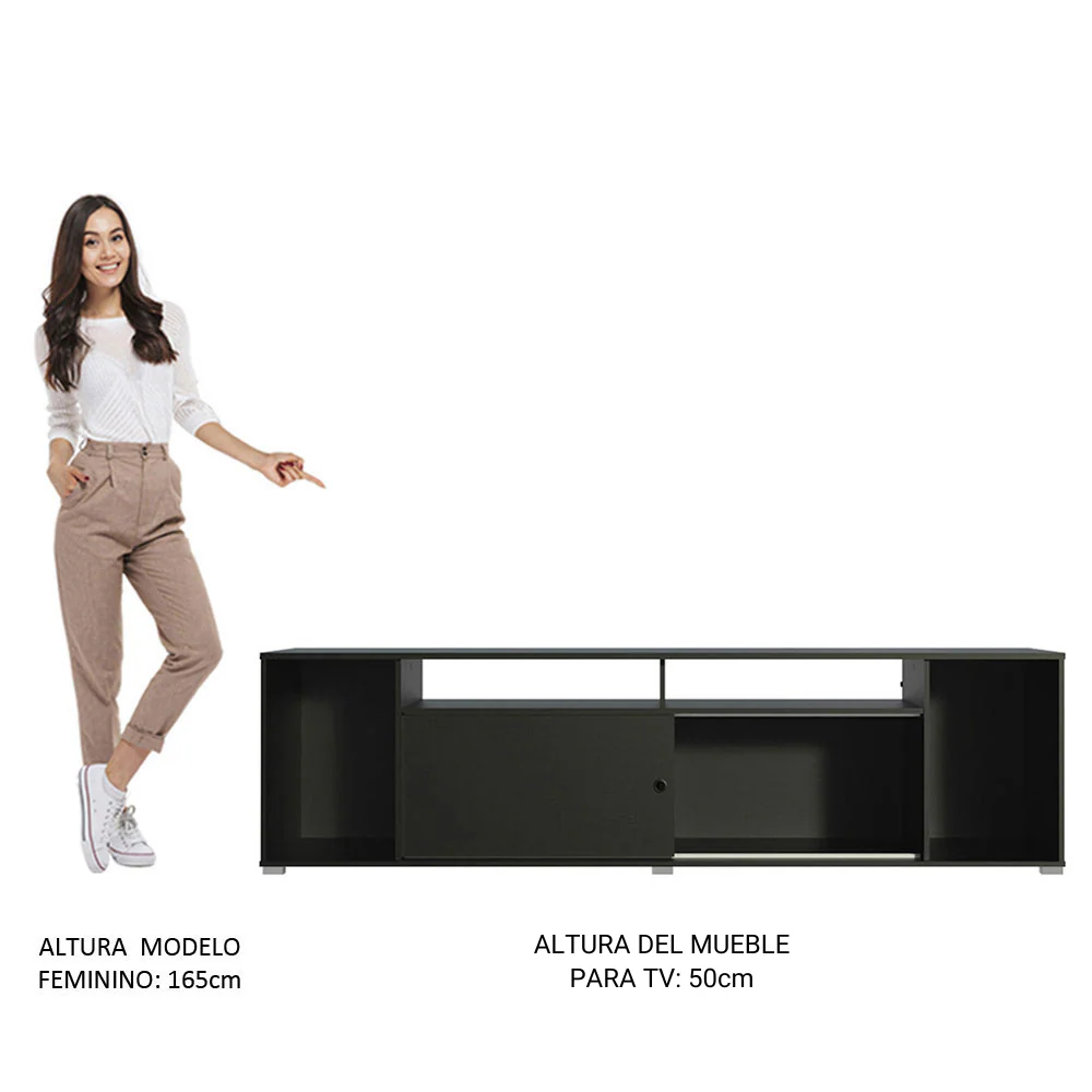 Rack para TV hasta 65 Pulgadas Madesa Cancun Negro - Image 6